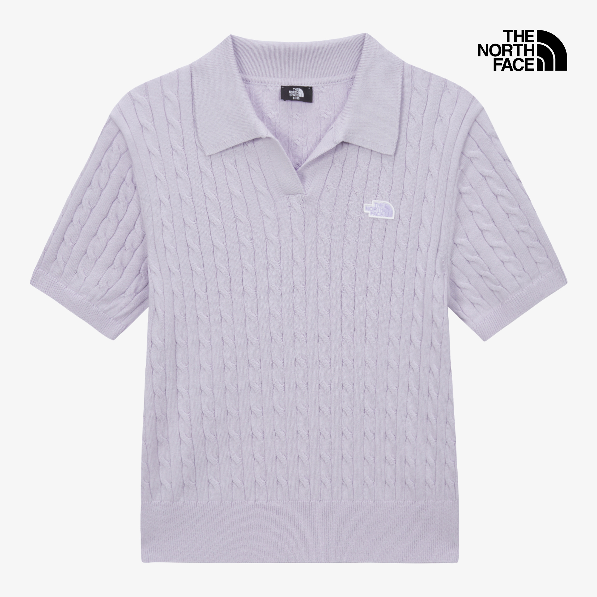 W'S CABLE S/S POLO SWEATER