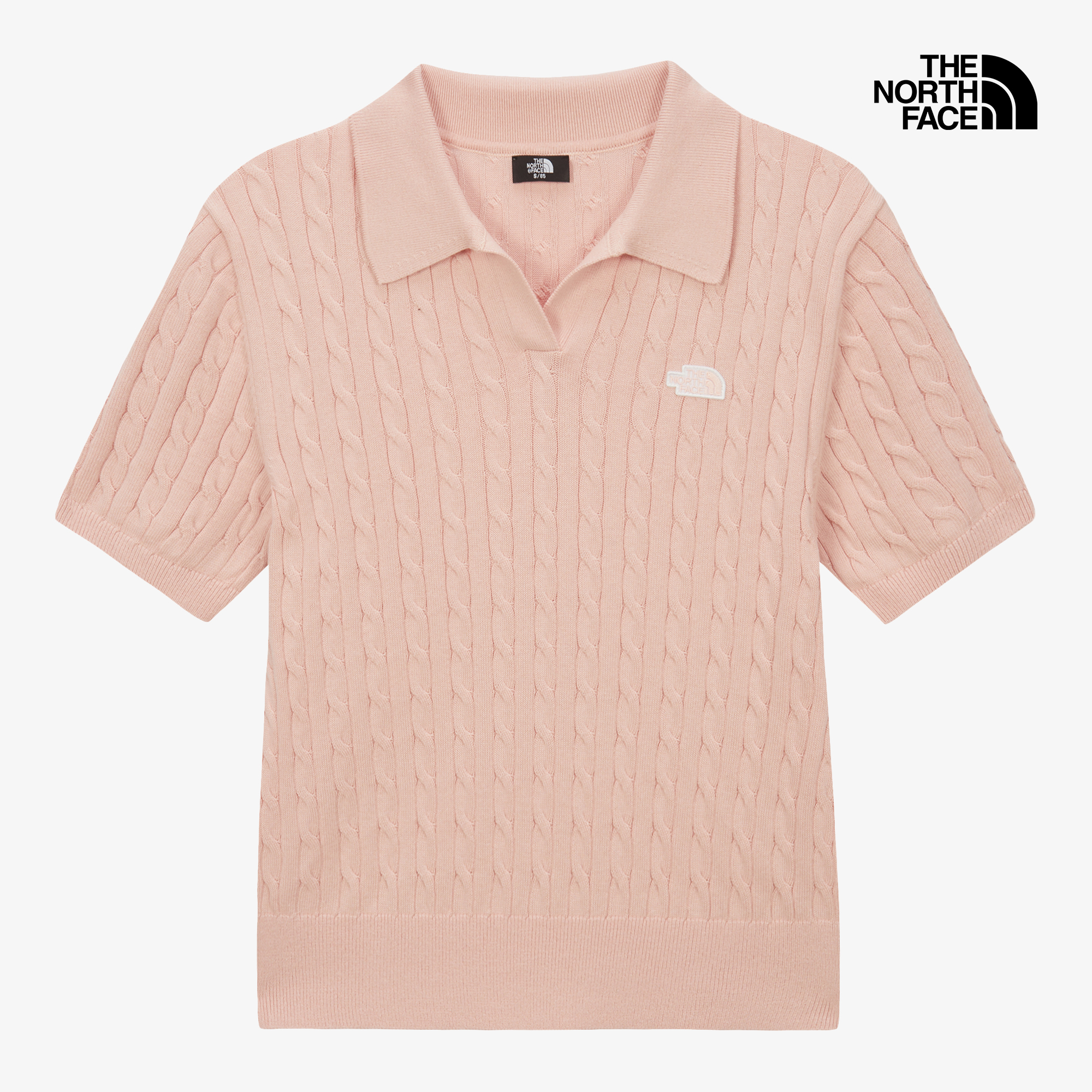 W'S CABLE S/S POLO SWEATER