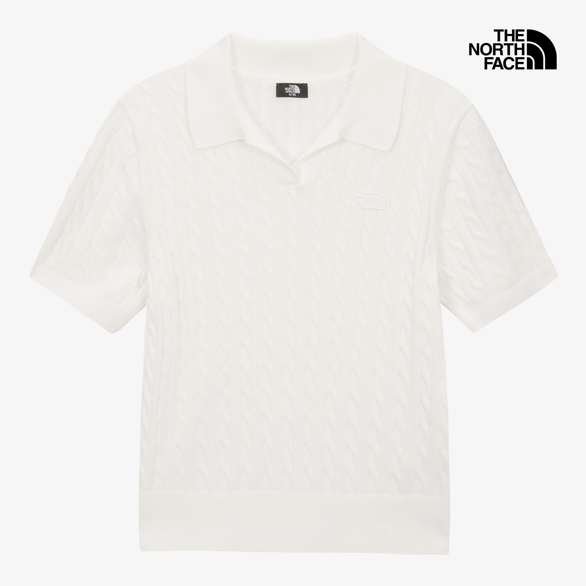 W'S CABLE S/S POLO SWEATER