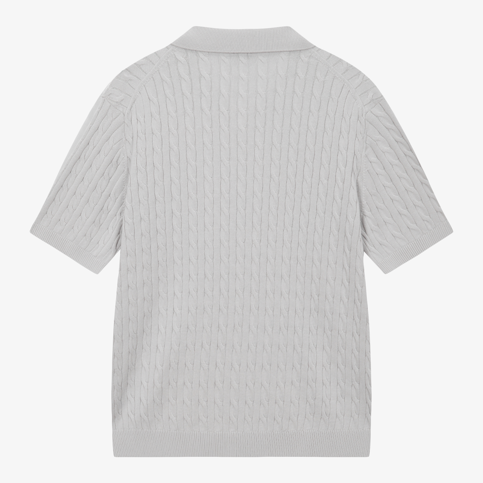 M'S CABLE S/S POLO SWEATER