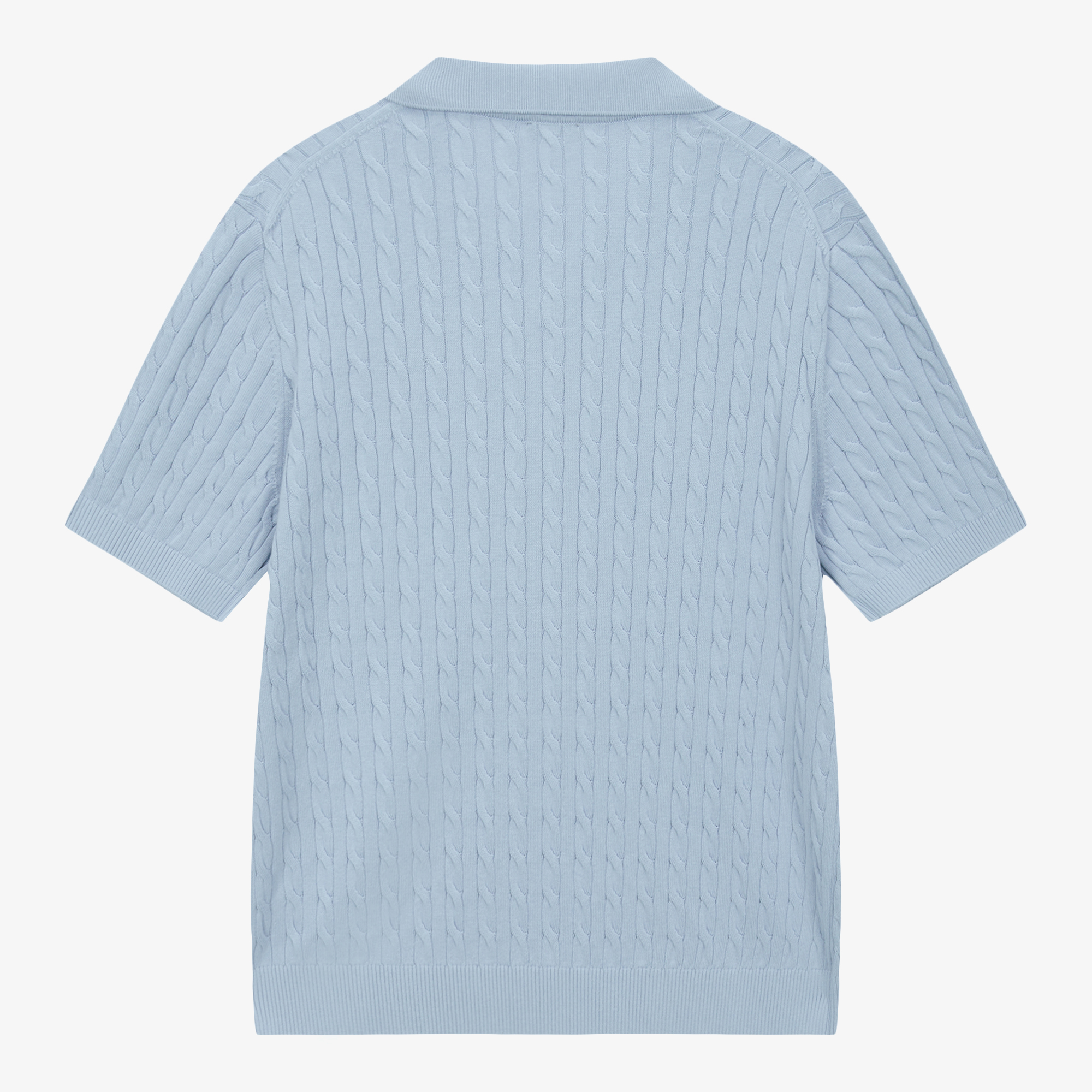 M'S CABLE S/S POLO SWEATER