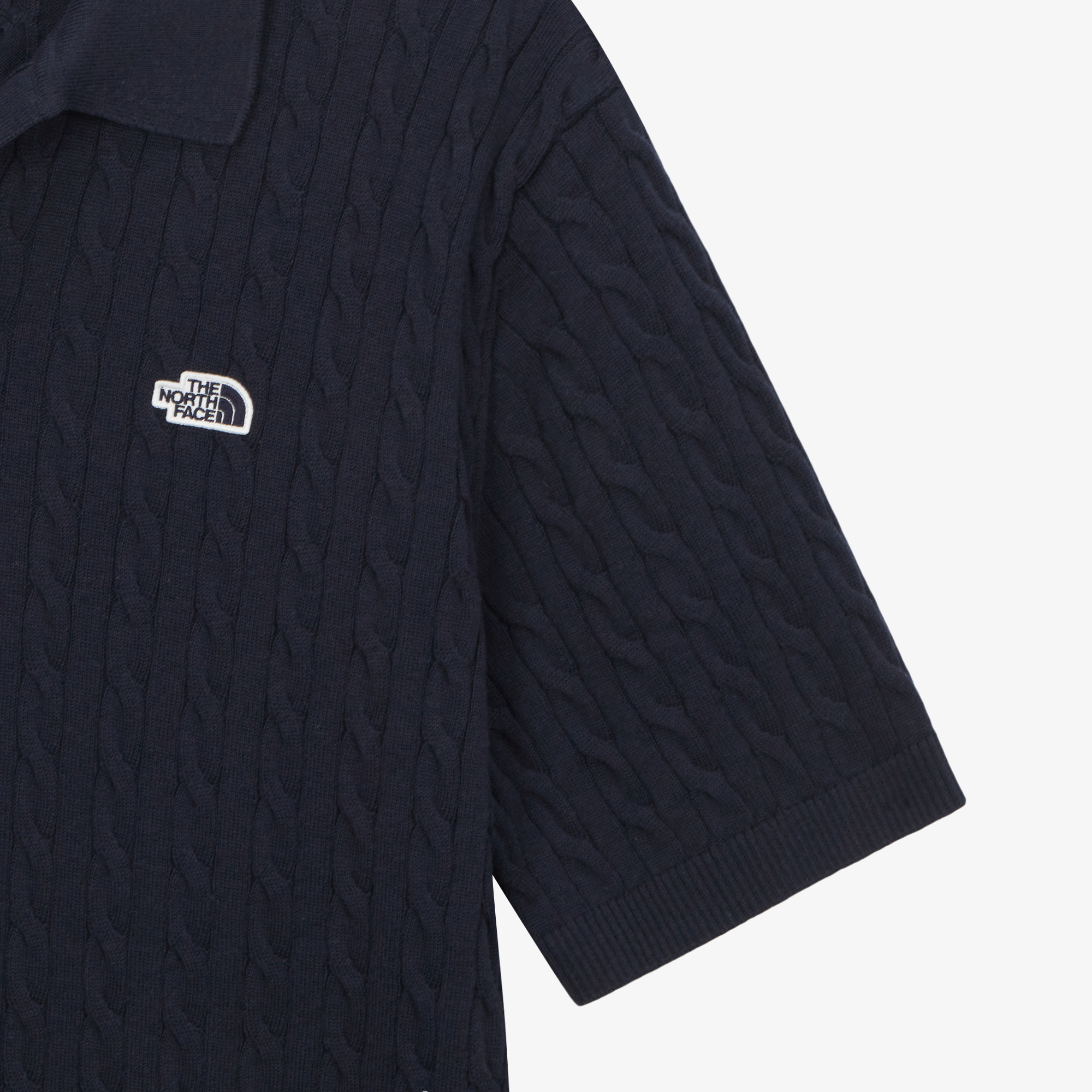 M'S CABLE S/S POLO SWEATER