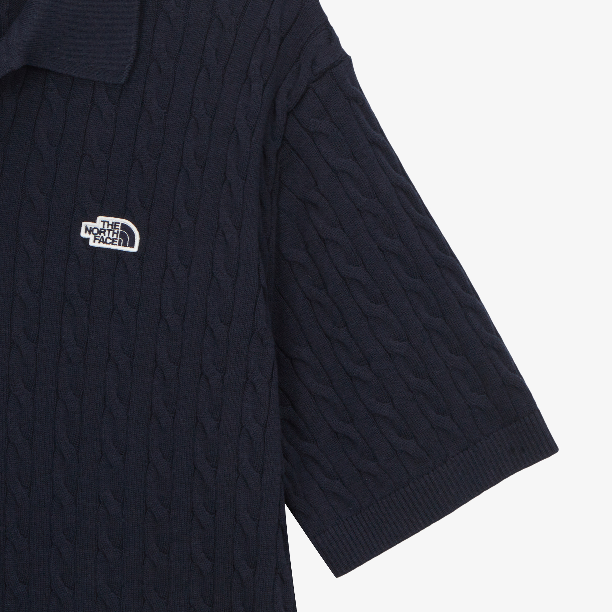 M'S CABLE S/S POLO SWEATER