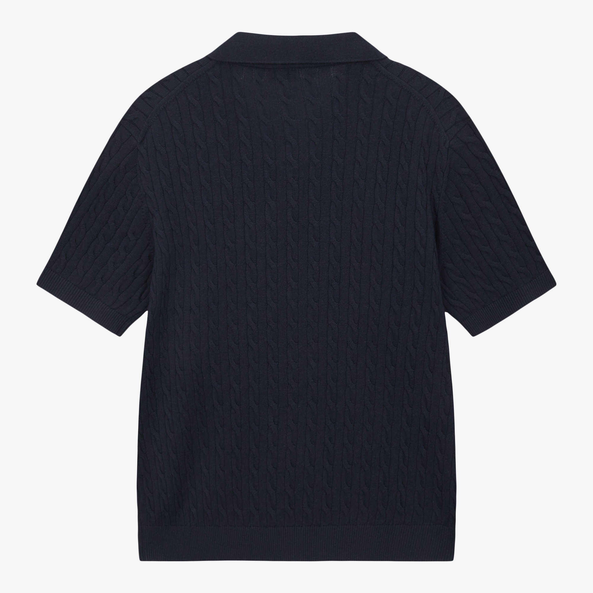 M'S CABLE S/S POLO SWEATER