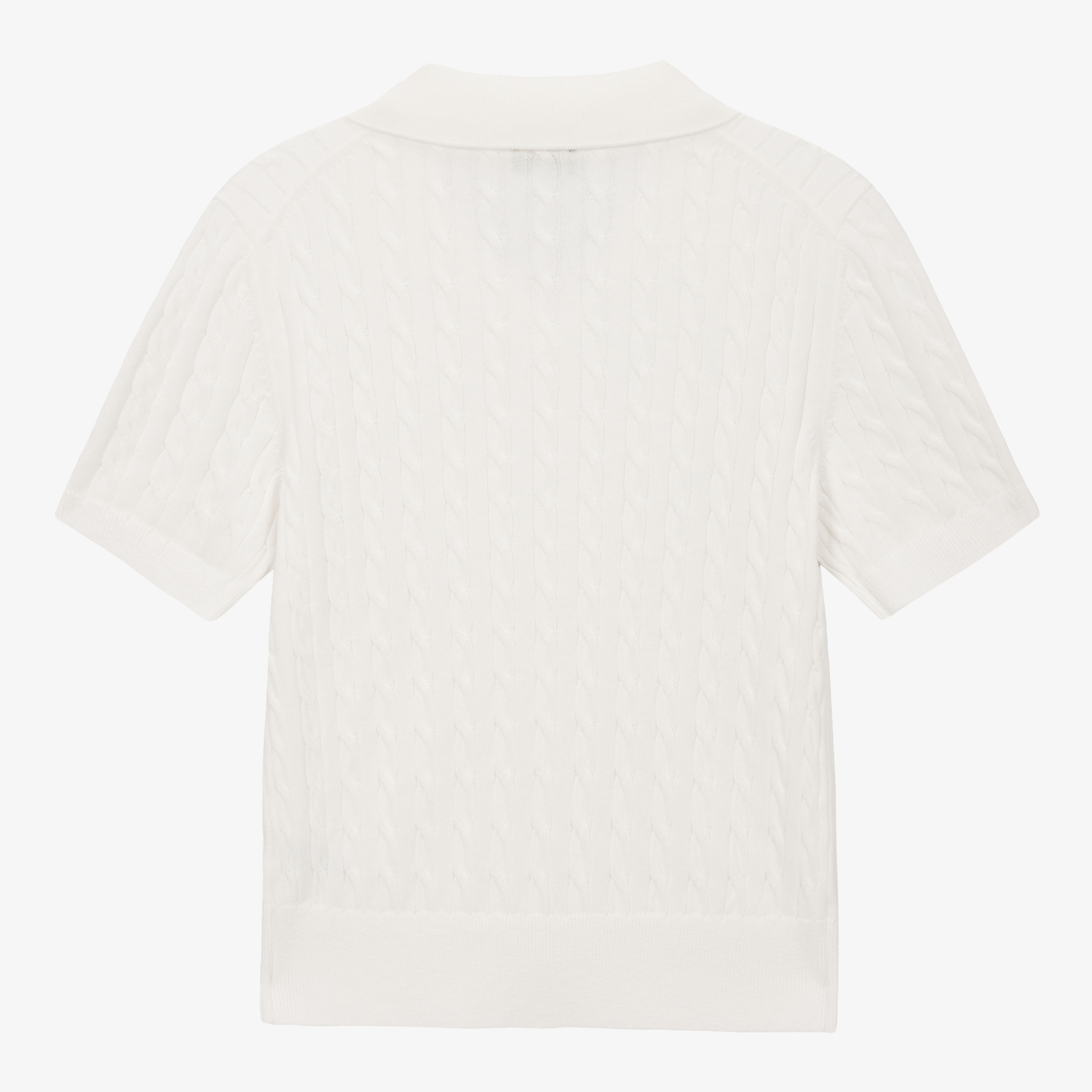 W'S CABLE S/S POLO SWEATER