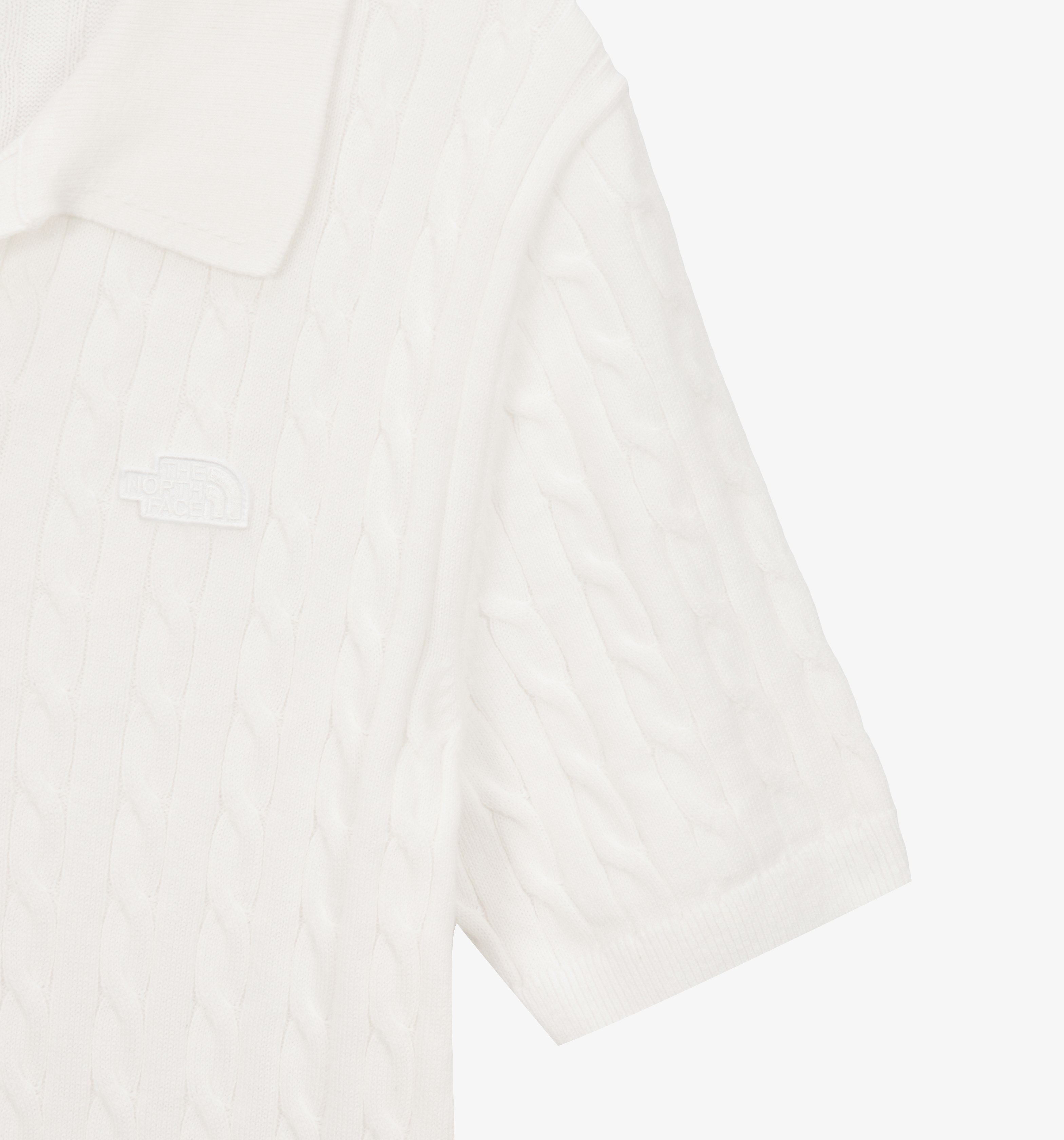 W'S CABLE S/S POLO SWEATER