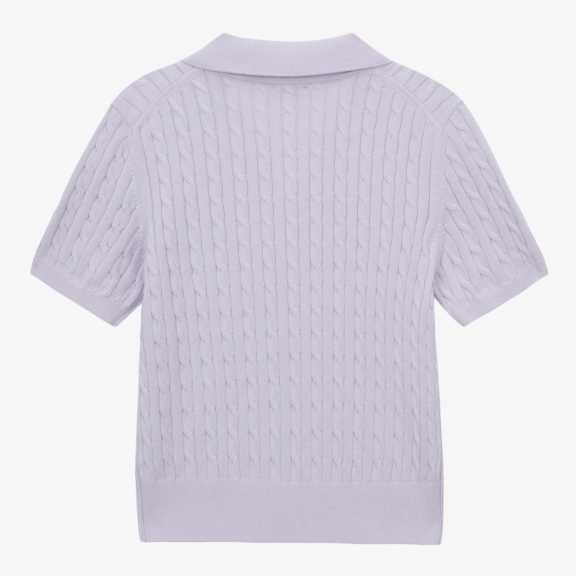 W'S CABLE S/S POLO SWEATER
