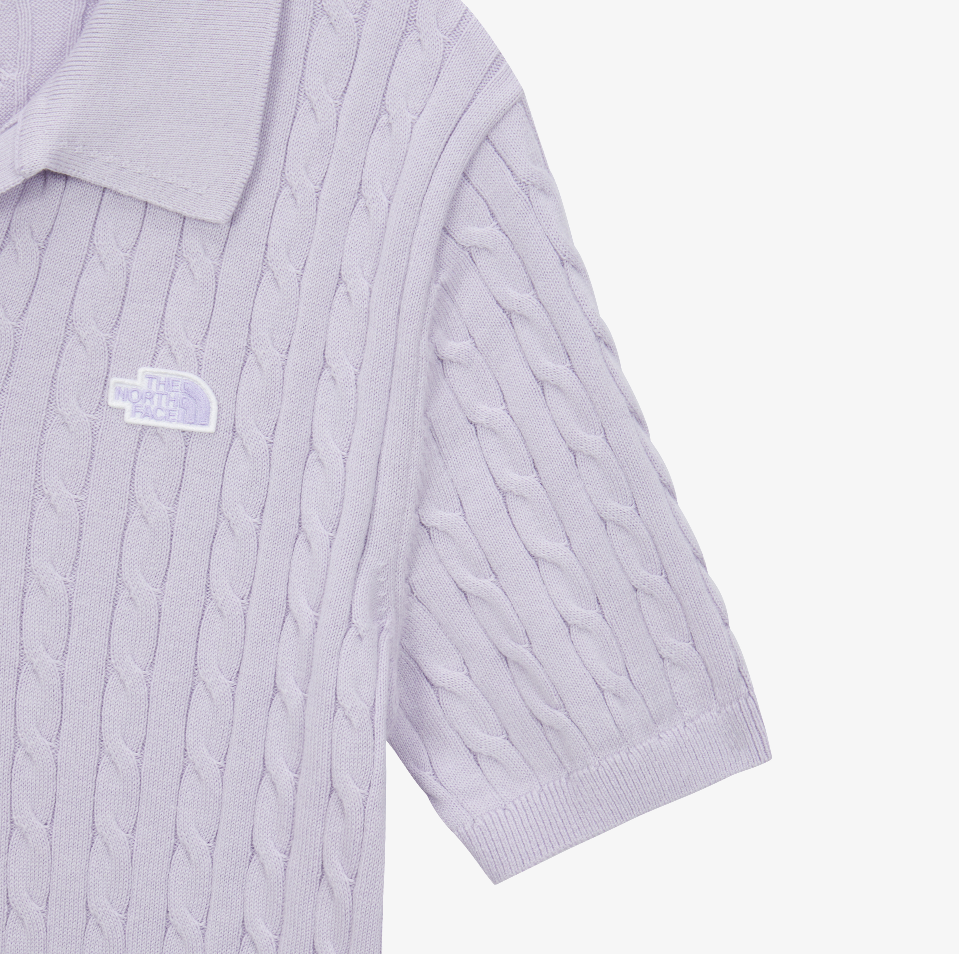 W'S CABLE S/S POLO SWEATER