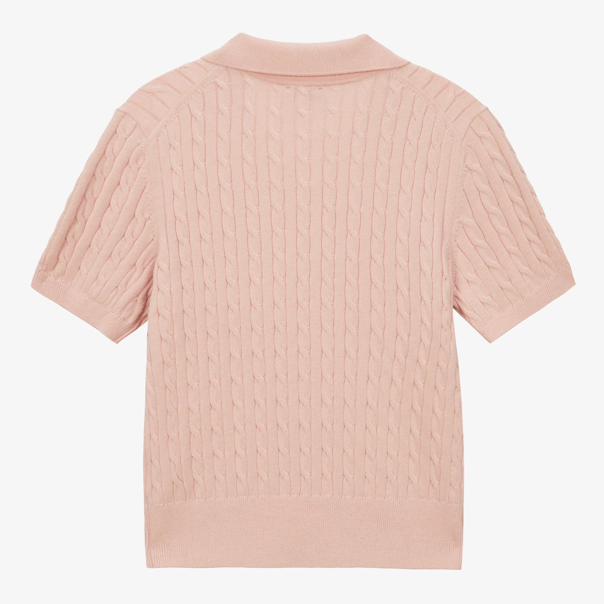 W'S CABLE S/S POLO SWEATER