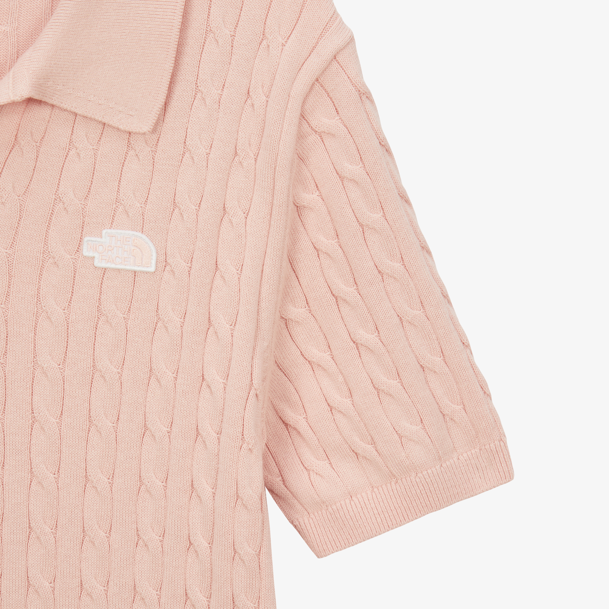 W'S CABLE S/S POLO SWEATER